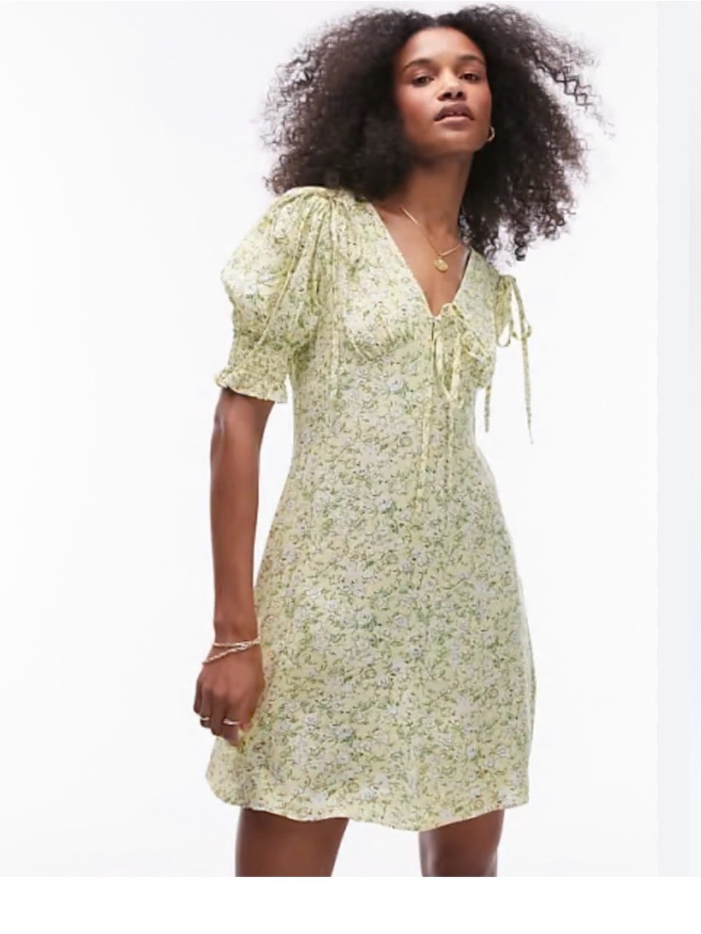 20. Topshop Floral Tie-Front Puff Sleeve Dress